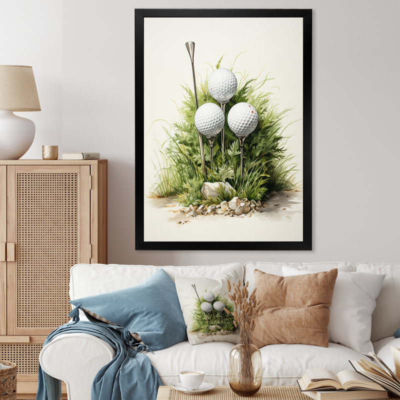 «Dariyelle Minimalisme Golf Tees» sur toile, H 32 po x l 16 po x P 1 po, Cadre photo noir