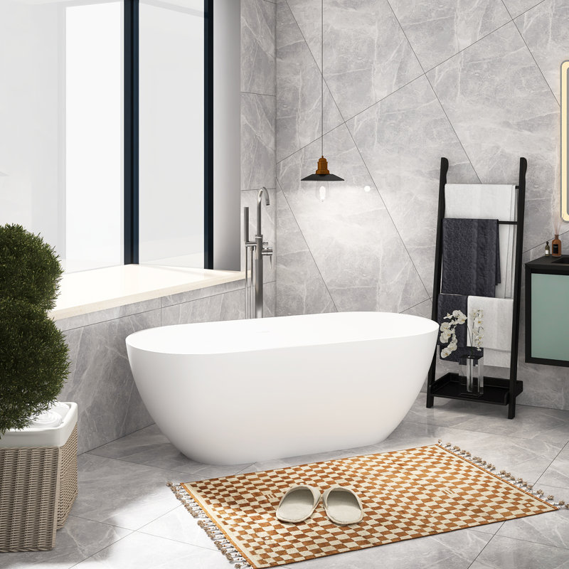 62.9'' x 29.52'' Soaking Solid Surface Bathtub