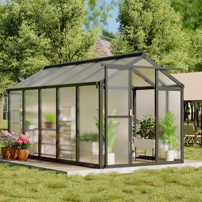 6x10 FT Greenhouse,  Aluminum Polycarbonate, Black