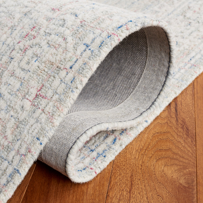 Tapis oriental en coton touffeté à la main gris clair / ivoire Hadees, Rectangle 6 pi x 9 pi