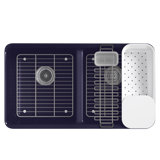 Riverby® 33" x 22" x 9.625" Under-Mount Double-Equal Kitchen Sink with Accessories and 5 Oversized Faucet Holes