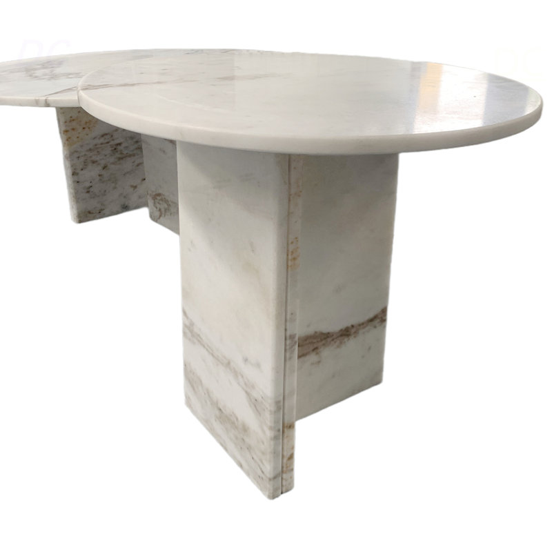 Marble Stone Coffee Table, Beige, 9.8" H x 35.4" W x 35.4" D
