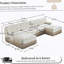 Canapé modulaire à 4 places avec 2 repose-pieds, jupe à pampilles, conception capitonnée, mousse à haute densité, support ergonomique, base en bois, beige-479672884-479672886