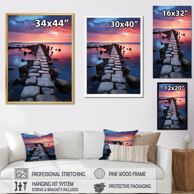 Eta rose mauve Miami Pier Serenity, Cadre photo noir, H 44 po x l 34 po x P 1,5 po