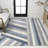 Huddersfield Rainbow Contemporary Stripe Blue/Cream/Gray Rug-1779075594