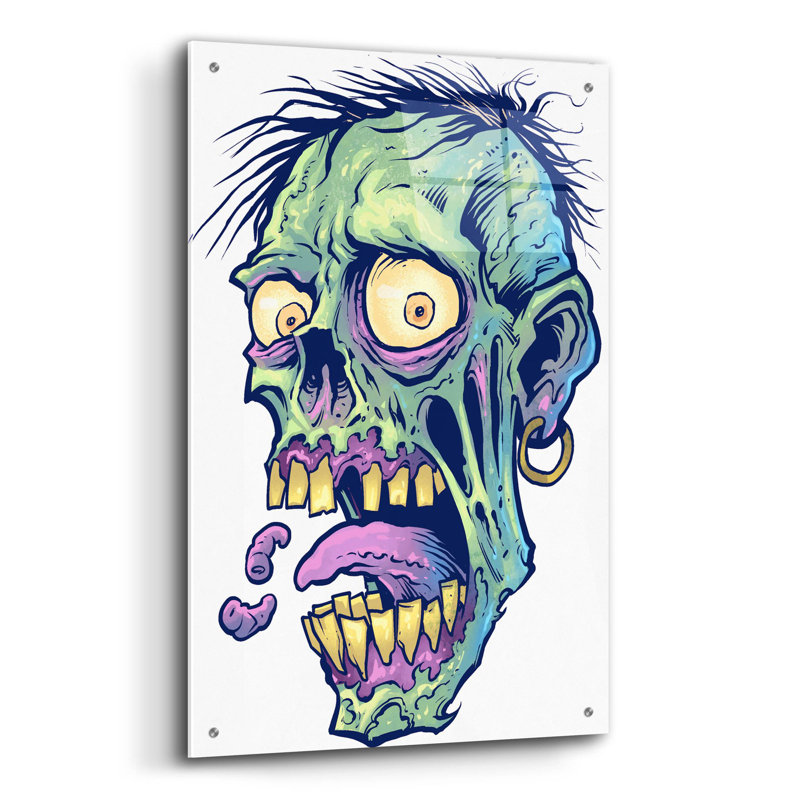 Motif de zombie tête 09 sur plastique / acrylique par Flyland Designs Print, H 36 po x l 24 po x P 0,2 po