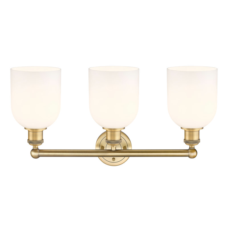 Allysson 3 - Light Dimmable Vanity Light, Glossy White, Brushed Brass