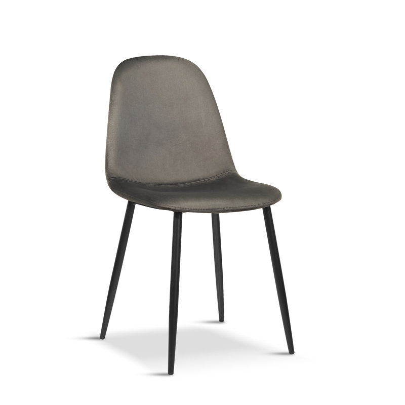 4 Shavano Upholstered Dining Chair with Black Powder Coated Metal Legs, Dark Grey