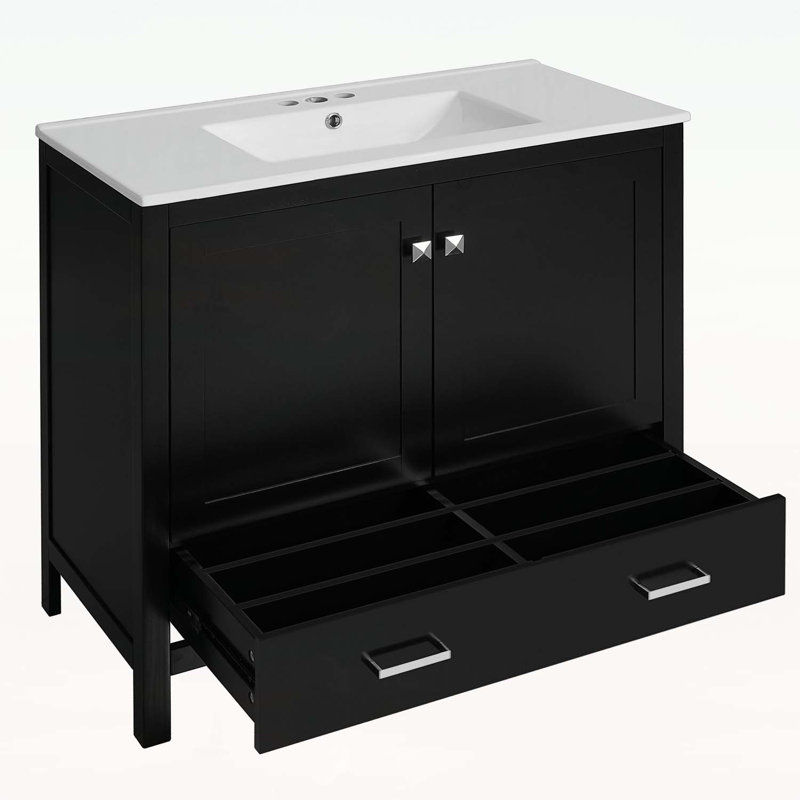 Meuble-lavabo de salle de bain avec des caractéristiques extraordinaires et une capacité de rangement optimale, Noir