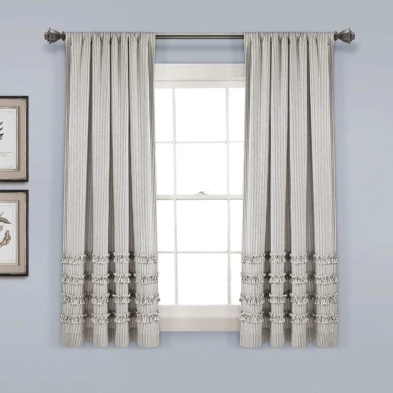 Paire de rideaux semi-transparents en mélange de coton Lush Decor Vintage (ensemble de 2), Gris