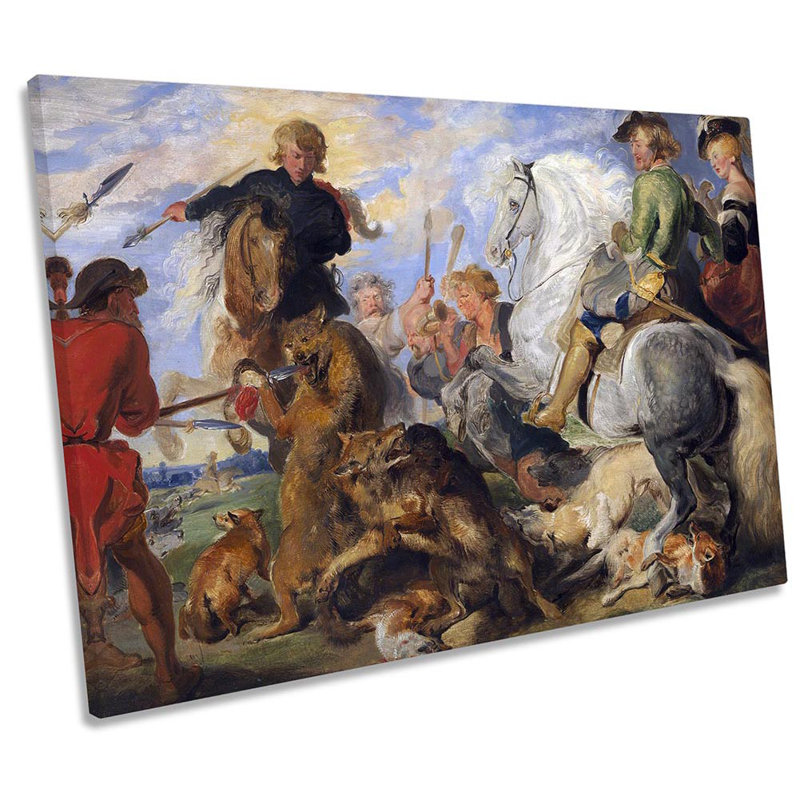 Edwin Henry Landseer Wolf And Fox Hunt - Wrapped Canvas Print, 30.5cm H x 45.7cm W x 2cm D