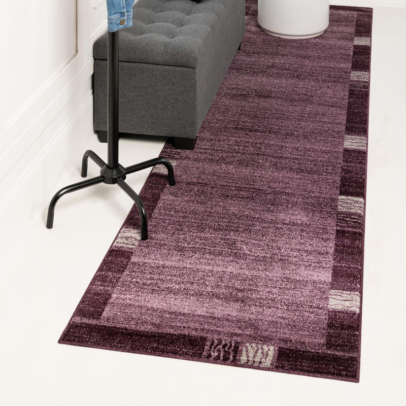 Tapis mauve à motif géométrique Sahr, Tapis de couloir 2 pi x 8 pi
