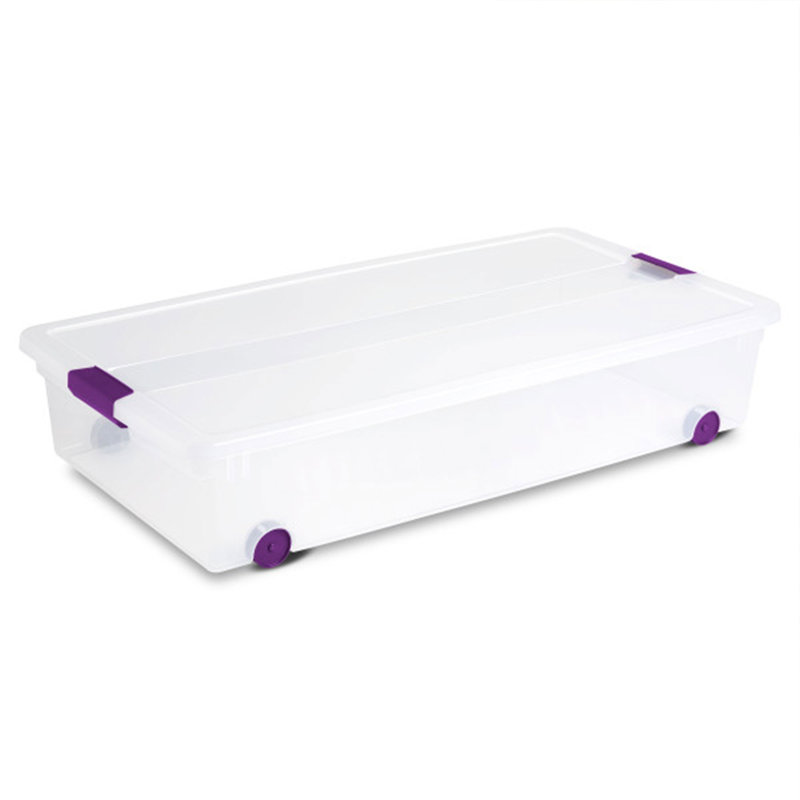 Sterilite 60 Qt ClearView Latch Wheeled Stackable Storage Box, 4 Pack