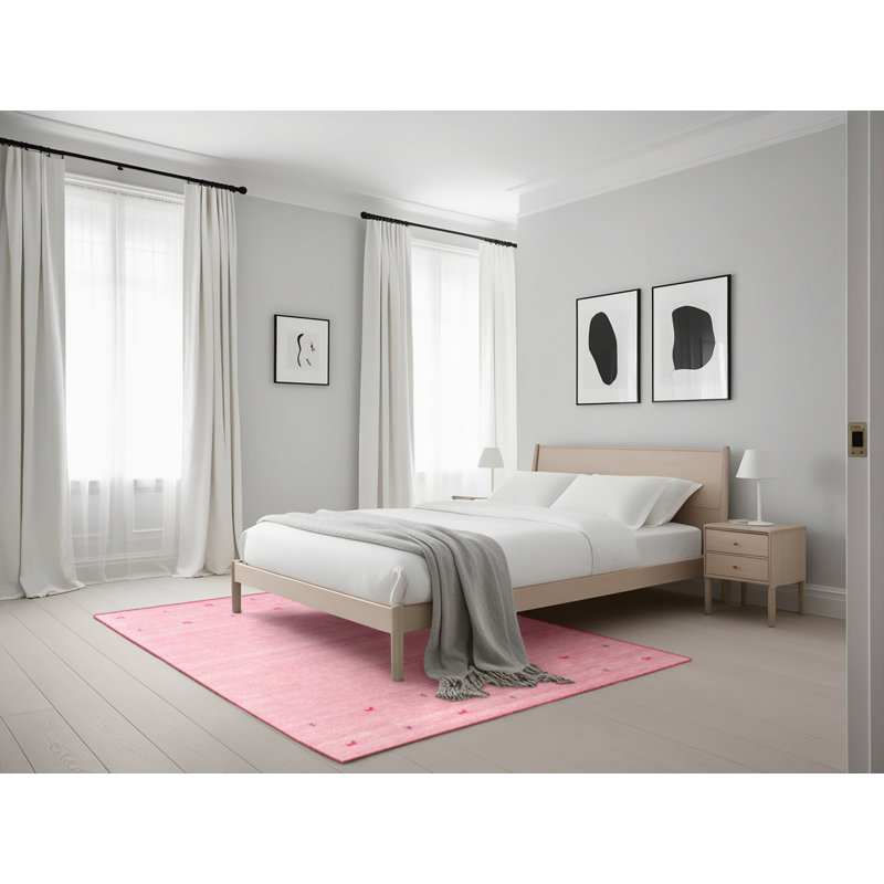 Tapis de zone rose/rouge contemporaine, Rectangle 5 pi x 7 pi