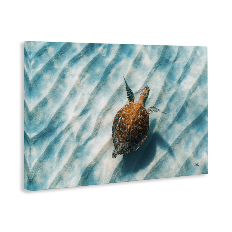  «Sandbar Sea Turtle», art mural sur toile par Max Blakesberg Studios, H 16 po x l 24 po