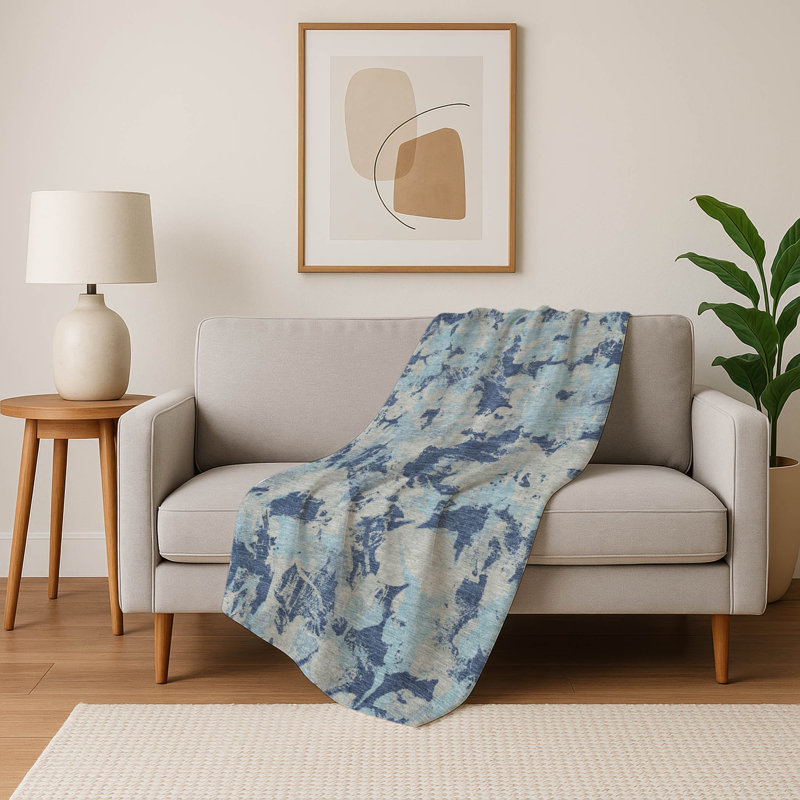 Jeté floral Sherpa ASB885 Addison, Marine