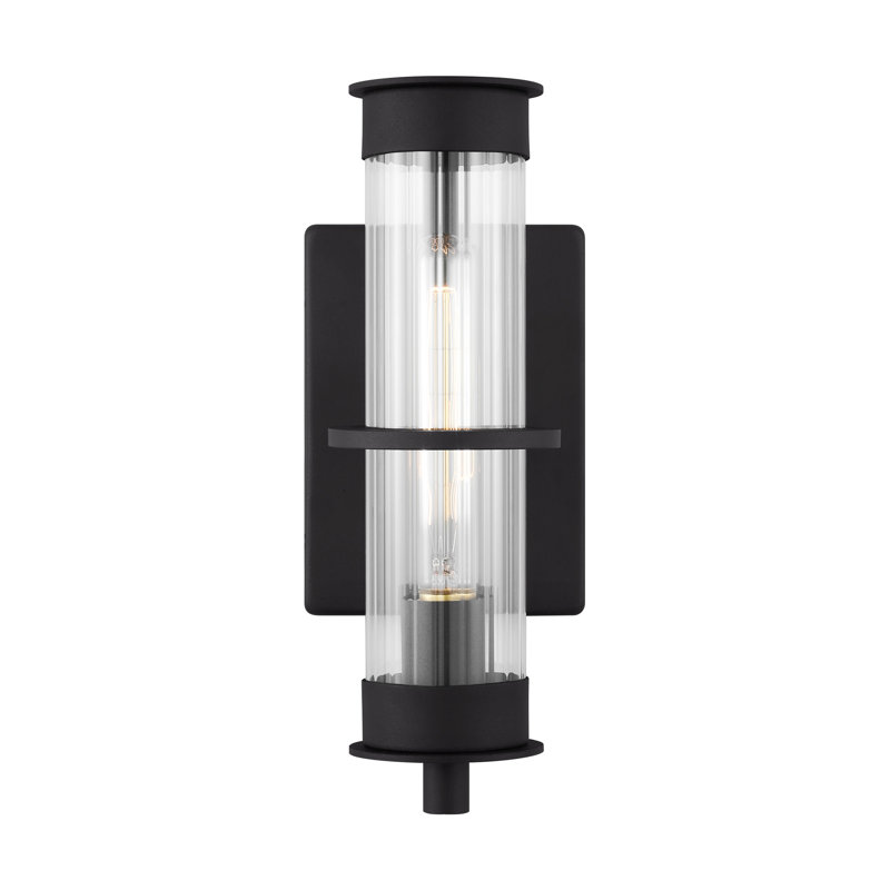 Alcona 1 - Light Outdoor Armed Sconce, 12.5" H x 5" W x 5" D, Black