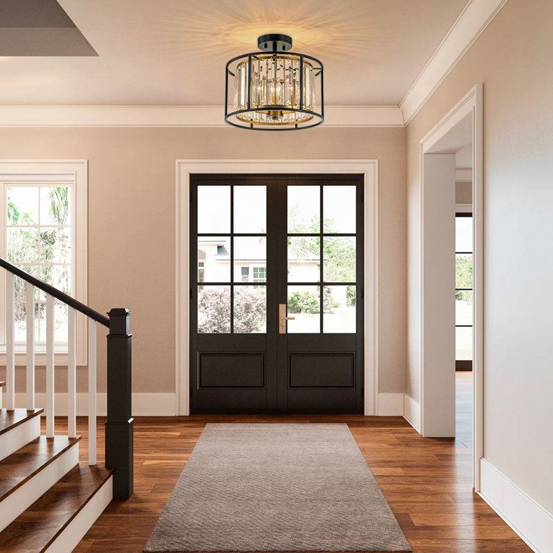 Sarino 3 - Light Drum Crystal Semi Flush Mount