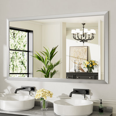 Modern & Contemporary Beveled Metal Framed Rectangular/Square Bathroom Vanity Mirrors with HD Tempered Glass