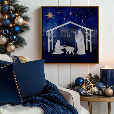 Scène de la Nativité Night Sky I, reproduction sur toile dans un cadre poli