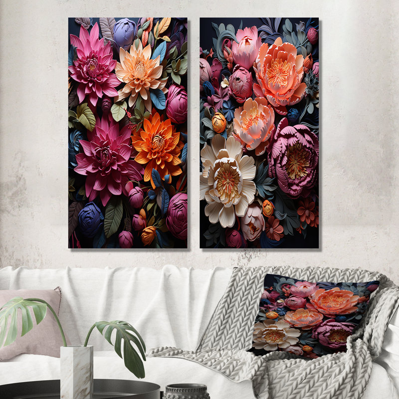 «Rhododendron Magenta Majesty Showcases», 2 pièces, Toile tendue, H 24 po x l 20 po
