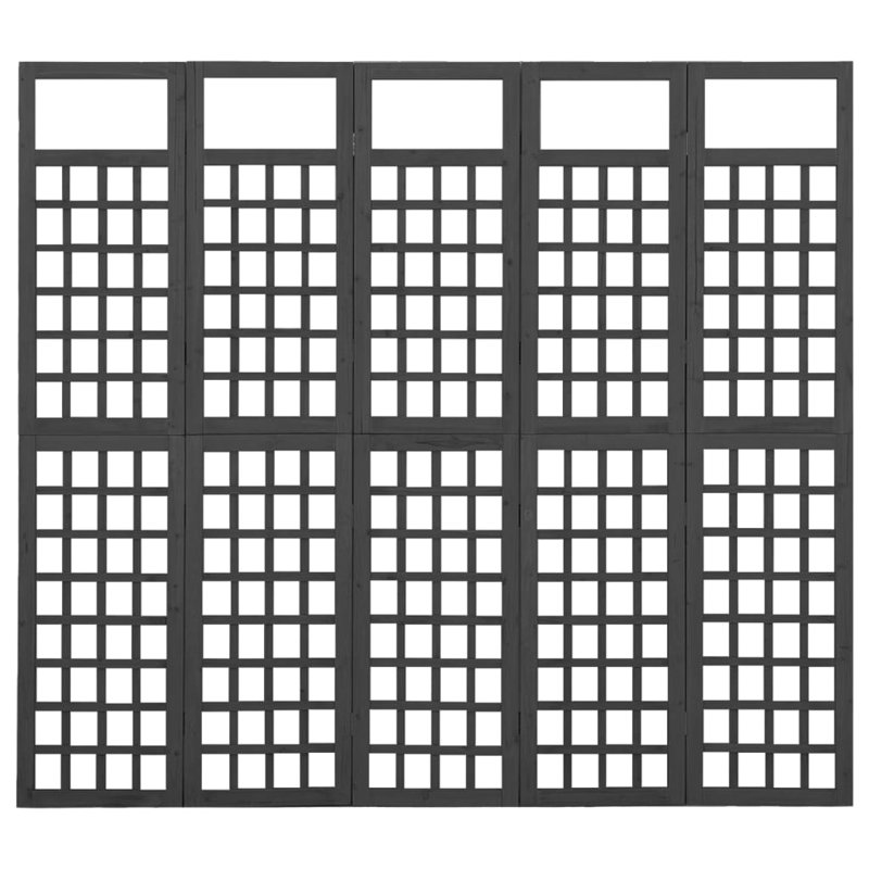 Lhrizi 242.5cm W x 180cm H Solid Wood Folding Room Divider, 5, Black
