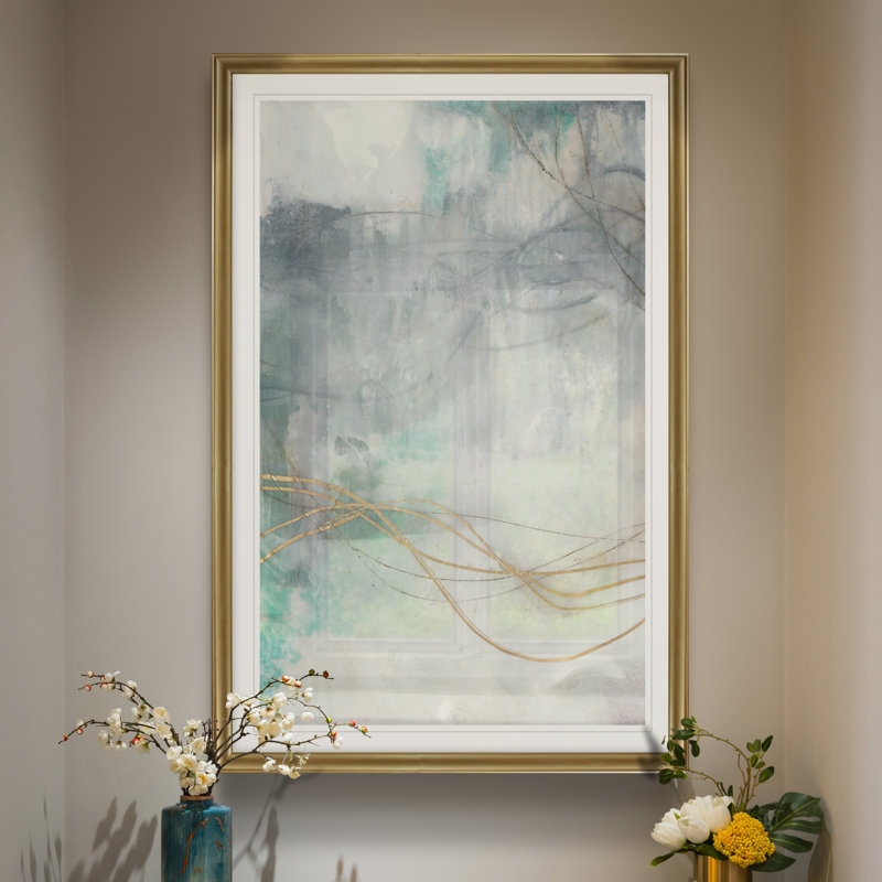 " Undulating Oro I ", 22.5" H x 30.5" W x 1.5" D, Gold Framed