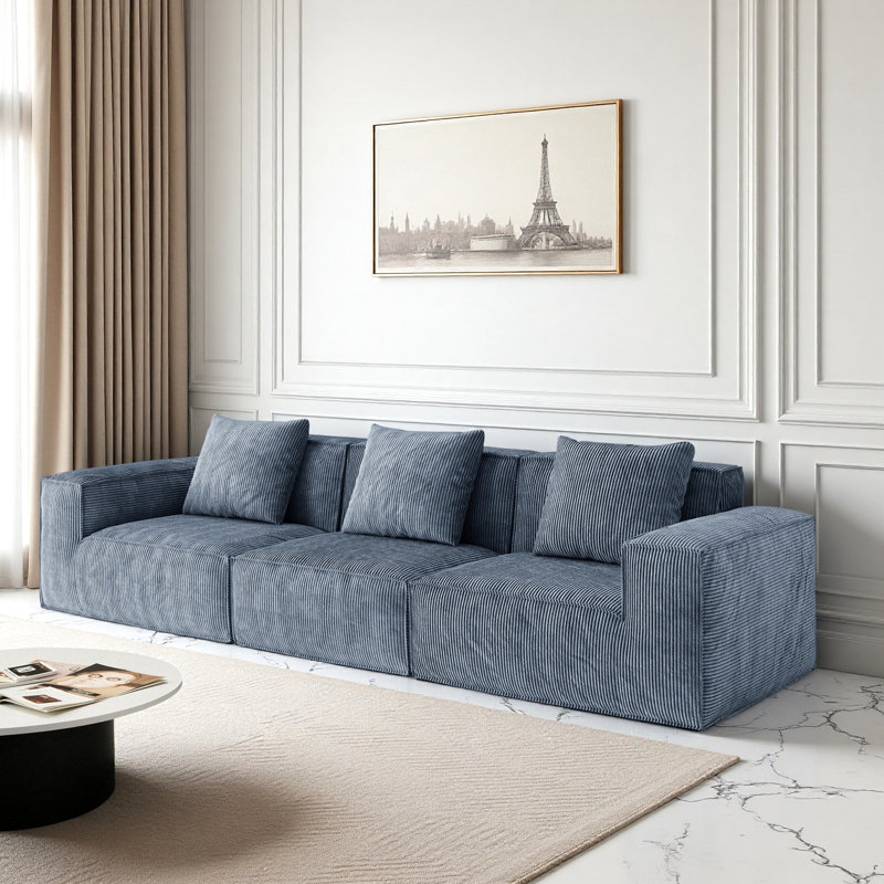 Canapé modulaire à trois places Boneless, Tissu gris 