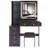 37" Middle Size Left Bedside Cabinet Vanity Table   Cushioned Stool Dresser Set, 2 AC 2 USB Socket, Hair Dryer Stand, Large Touch Control LED Sliding Mirror, 3-Color Switch-2132341241