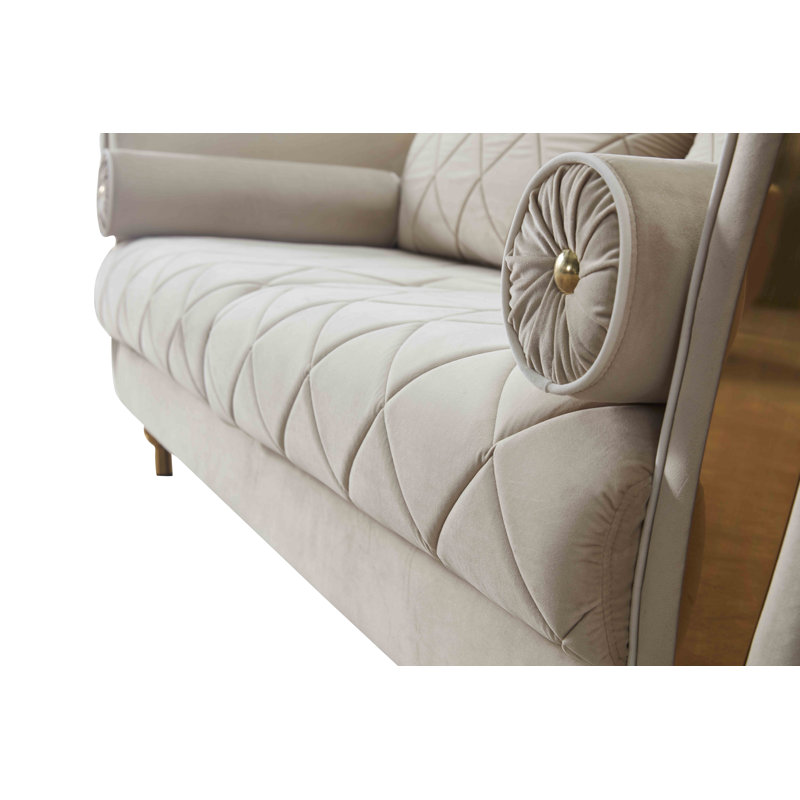 Sipario Vita Velvet Loveseat, Beige