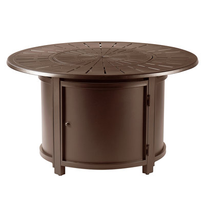 Mortola Round Aluminum Propane Fire Pit Table with Lid