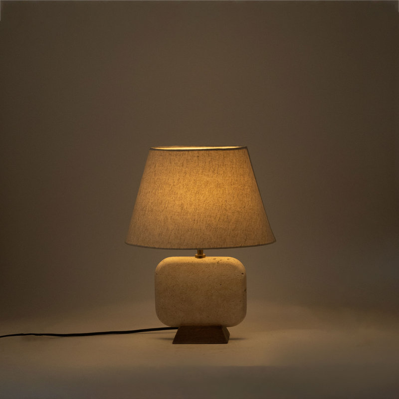 Lampe de table Gilbertown, Pierre, Travertin, Naturel