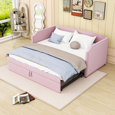 Upholstered Daybed with Pop-Up Trundle