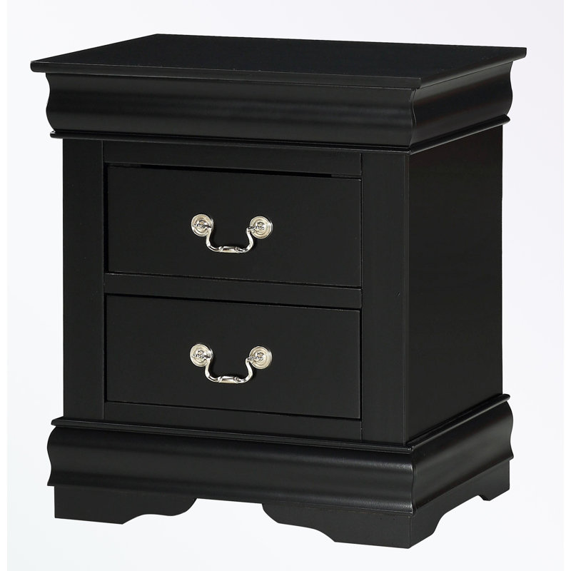 Table de chevet avec 2 tiroirs, Noir