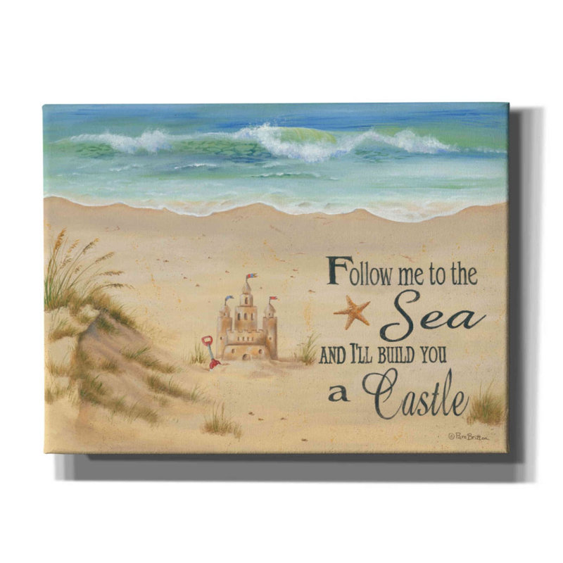 «Sandcastle» par Pam Britton, art mural sur toile, H 12 po x l 16 po x P 0,75 po