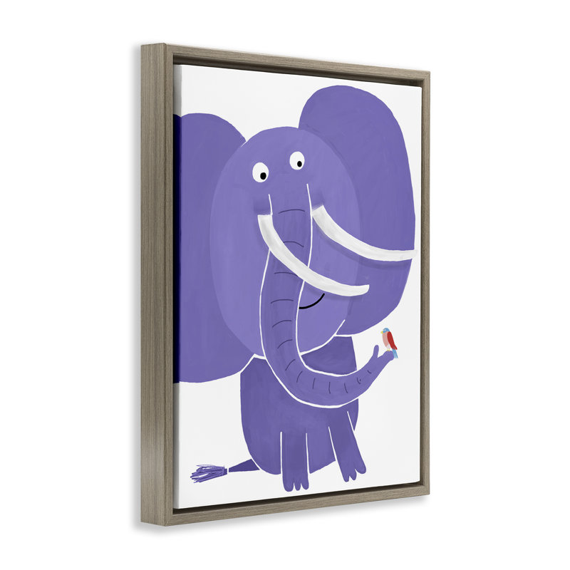 Cadre flottant Elephant & Bird Friends, design par Carla Daly, H 21 po x l 17 po, Cadre flottant orme Montalcino