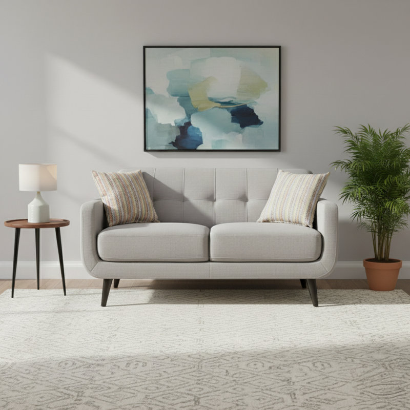 Sider Upholstered Sofa, Gray, 34.5" H x 60.5" W x 34.5" D