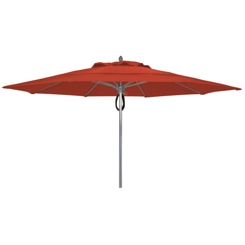 Parasol de marché 13 'Prestige, Aluminium brillant, Toile Sunbrella® rouge Jockey