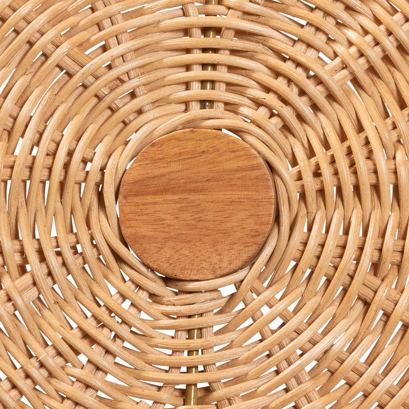 Chaise de salle à manger en rotin naturel Bali & Pari avec coussin - Siège d'appoint bistro en osier tressé à la main avec dossier en forme de soleil