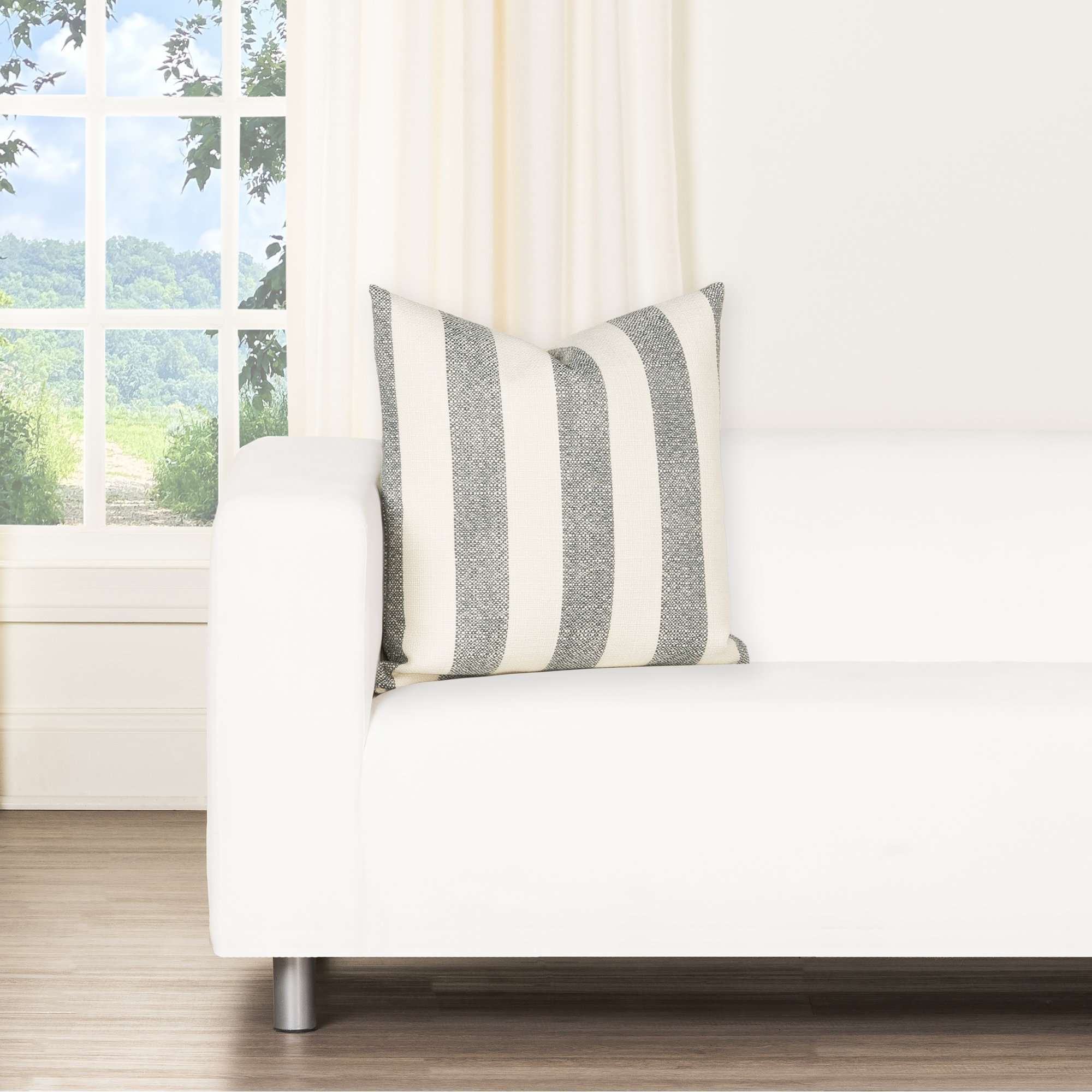 Birch Lane Harding Throw Pillow Throw, Blue Striped, Square 20", Feather