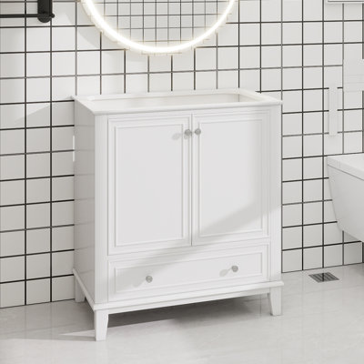 Meuble-lavabo 30 po sans lavabo, base seulement, armoire de salle de bain multifonctionnelle avec portes et tiroir, cadre solide et panneau de fibres à densité moyenne, noir