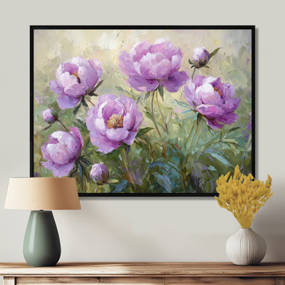 Jacarius, pivoines lavande dans la prairie au coucher du soleil I - pivoines, art mural