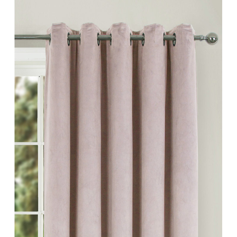 Meghann Eyelet Room Darkening Thermal Curtains, Pink, 229 W x 229 D cm