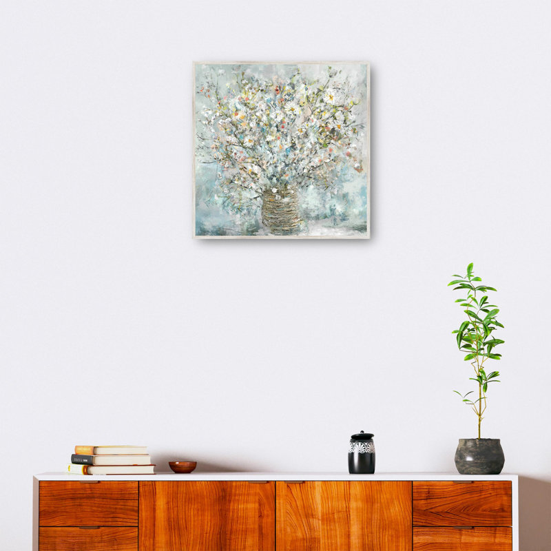 Large Floral Canvas Art Print with Barnwood Frame
