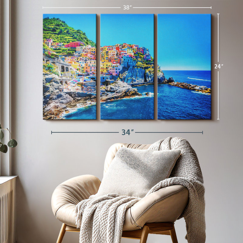 "Cinque Terre, impression sur toile", H 24 po x l 38 po x P 1,25 po