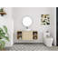 Meuble-lavabo double à double tablette ouverte (pleine longueur) - 5 options de couleur de lavabo (motifs blanc / noir / marbre) + armoire en bois clair (type B)-476406531