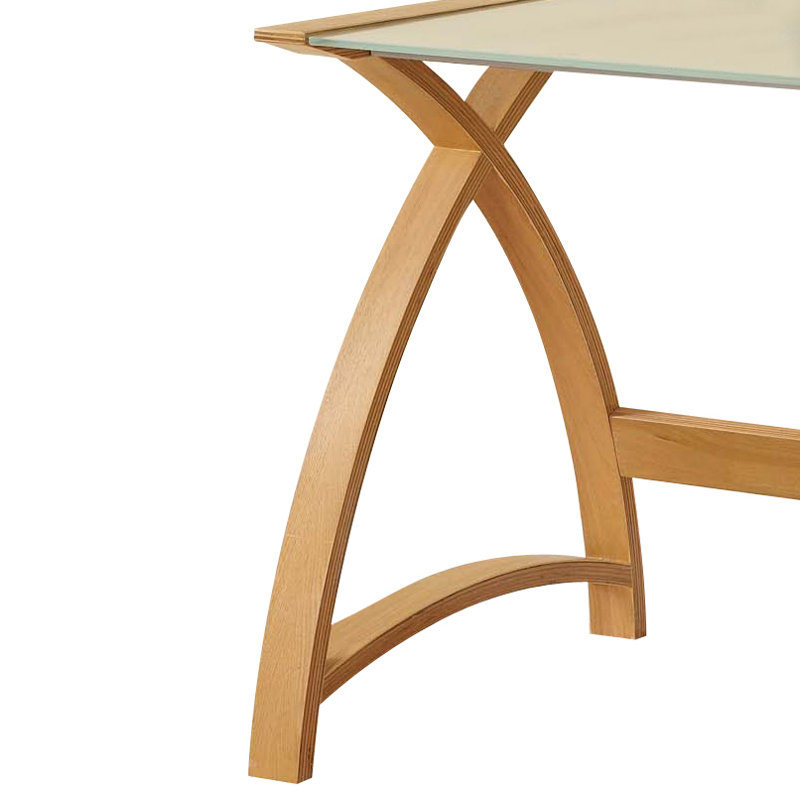 Tercero Glass Top Writing Desk, Oak/Milk White Glass, 73.2cm H x 90cm W x 61cm D