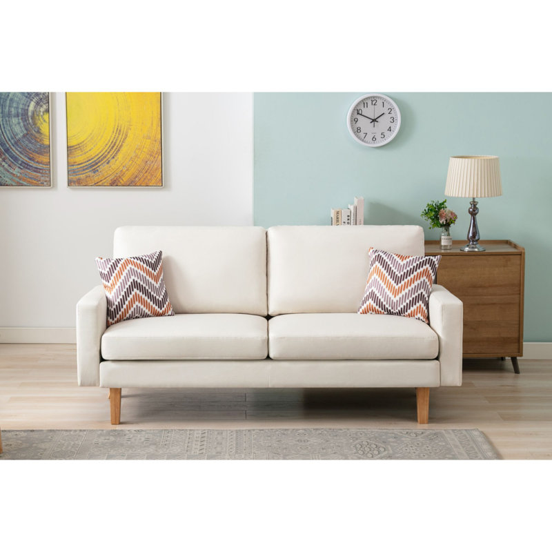 Canapé à accoudoirs carrés 70 po Lonneke, Mélange de lin beige