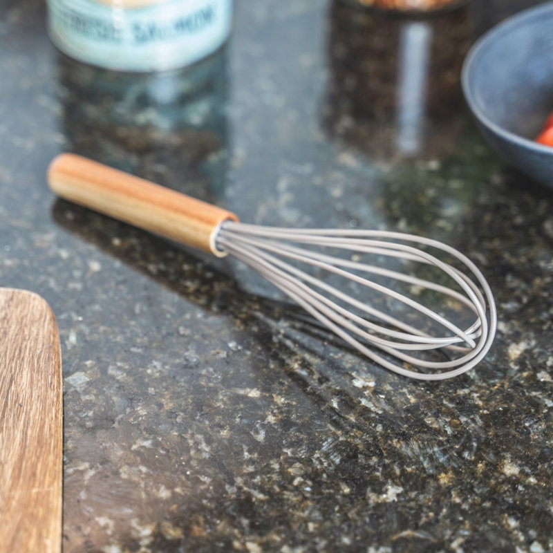 Acacia Wood Silicone Whisk, Grey
