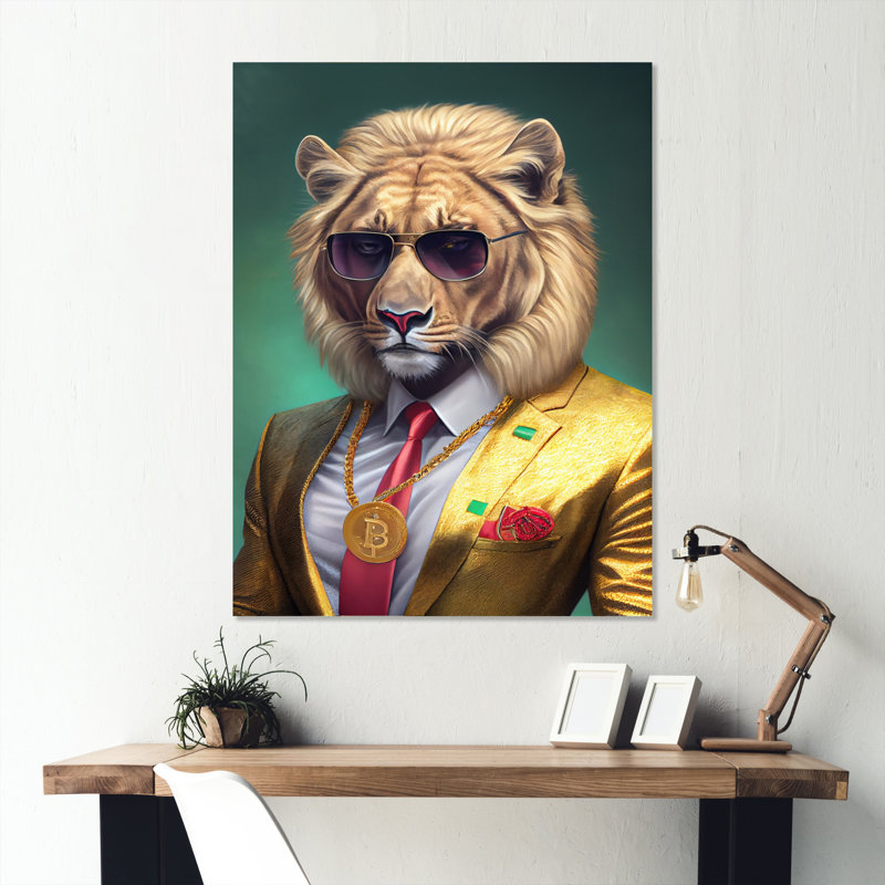 Photoréaliste de lion - décoration murale animal rigolo en métal, H 32 po x l 24 po x P 1 po